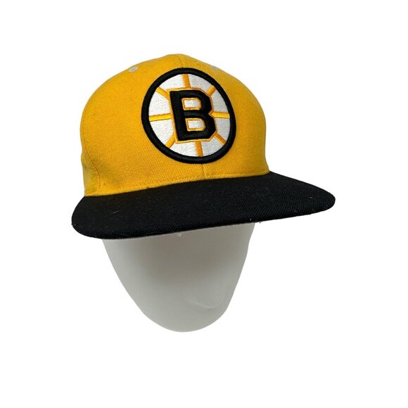 Vintage Mitchell & Ness Boston Bruins 7 1/4 Fitted Hat Gold Black Wool - Picture 1 of 9